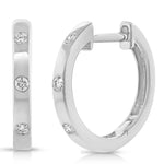 Load image into Gallery viewer, Burnished Set Petite Diamond Huggies
