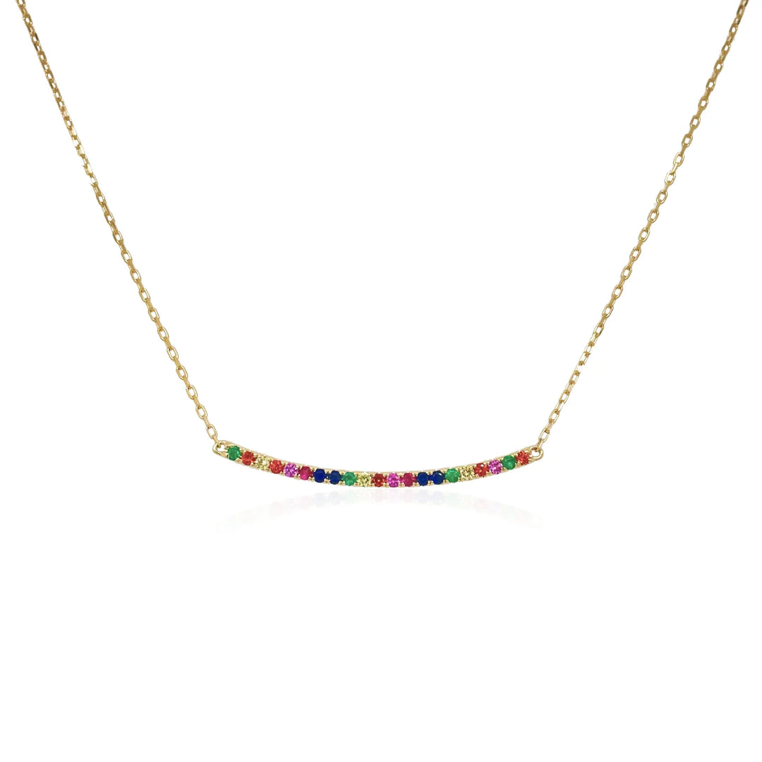 Rainbow Sapphire Bar Necklace