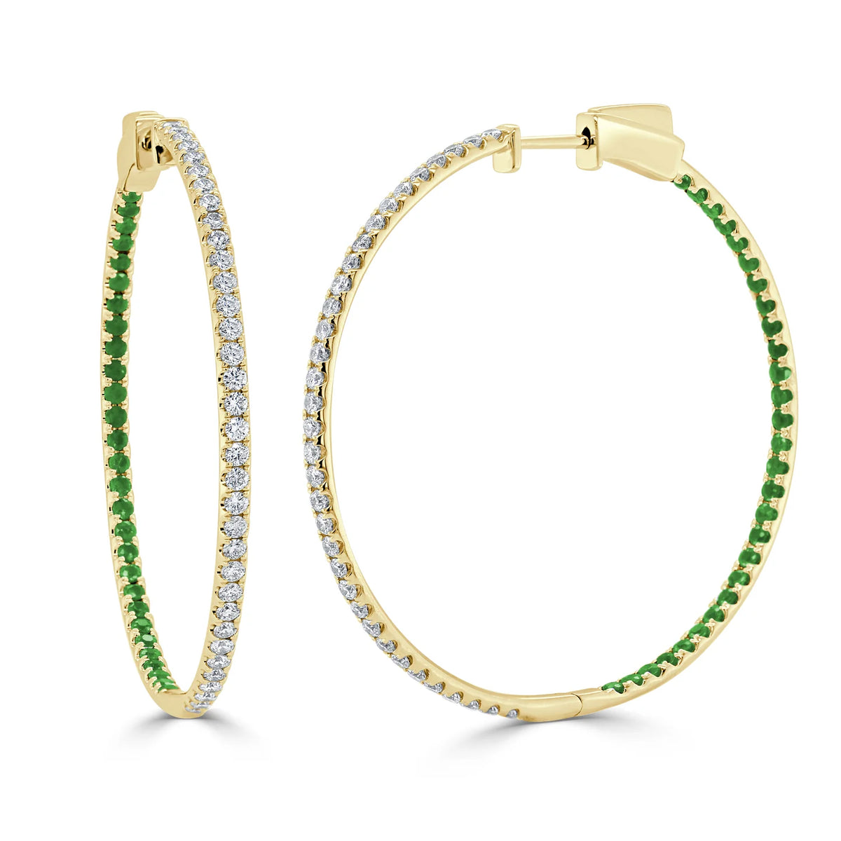 Emerald & diamond beryl hoop earrings