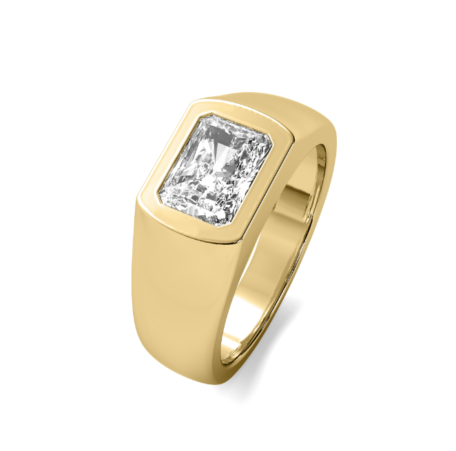 Lab grown radiant solitaire men's band