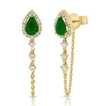 Load image into Gallery viewer, Saba Emerald &amp; Diamond Dangle Earrings
