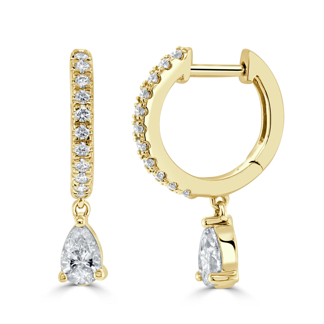 Pear Shape Diamond Dangle Huggies