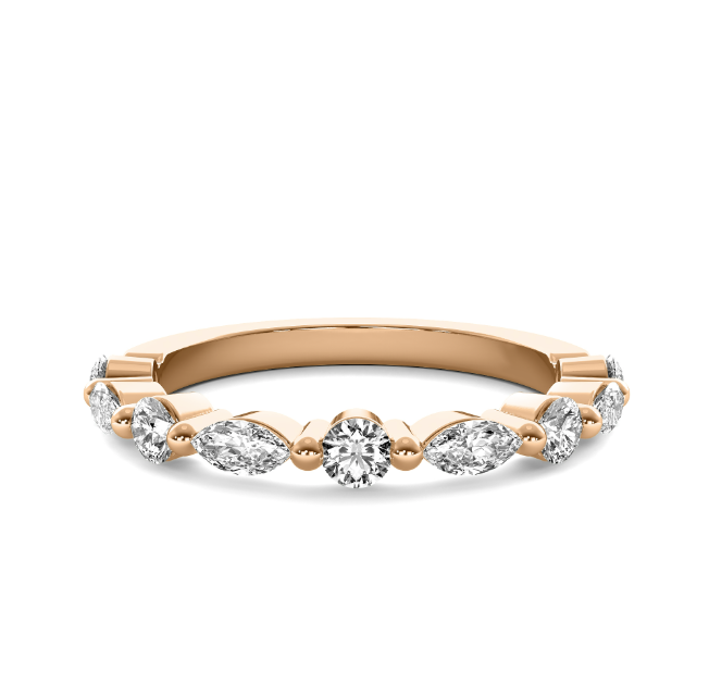 Round & Marquise Diamond Wedding Band