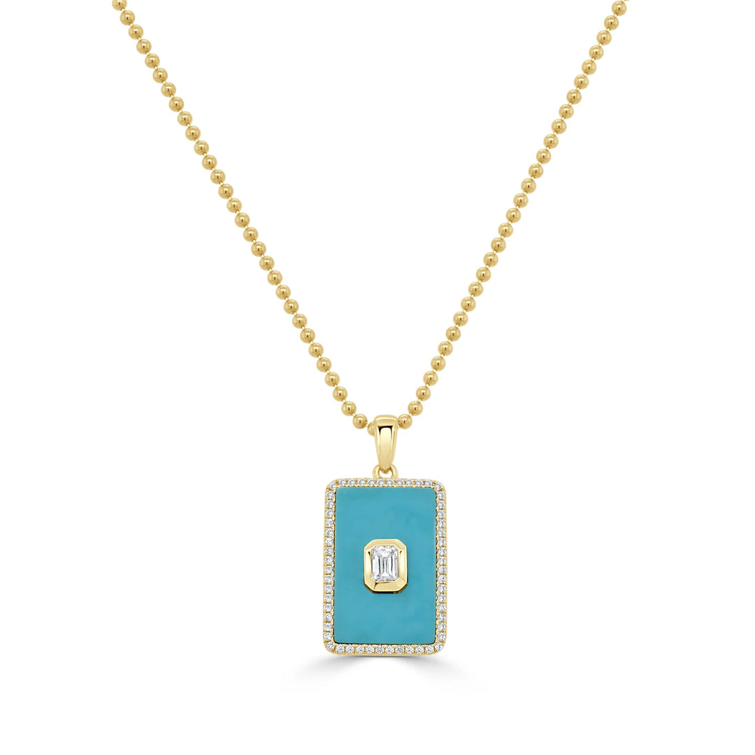 Turquoise & Diamond Charm Necklace