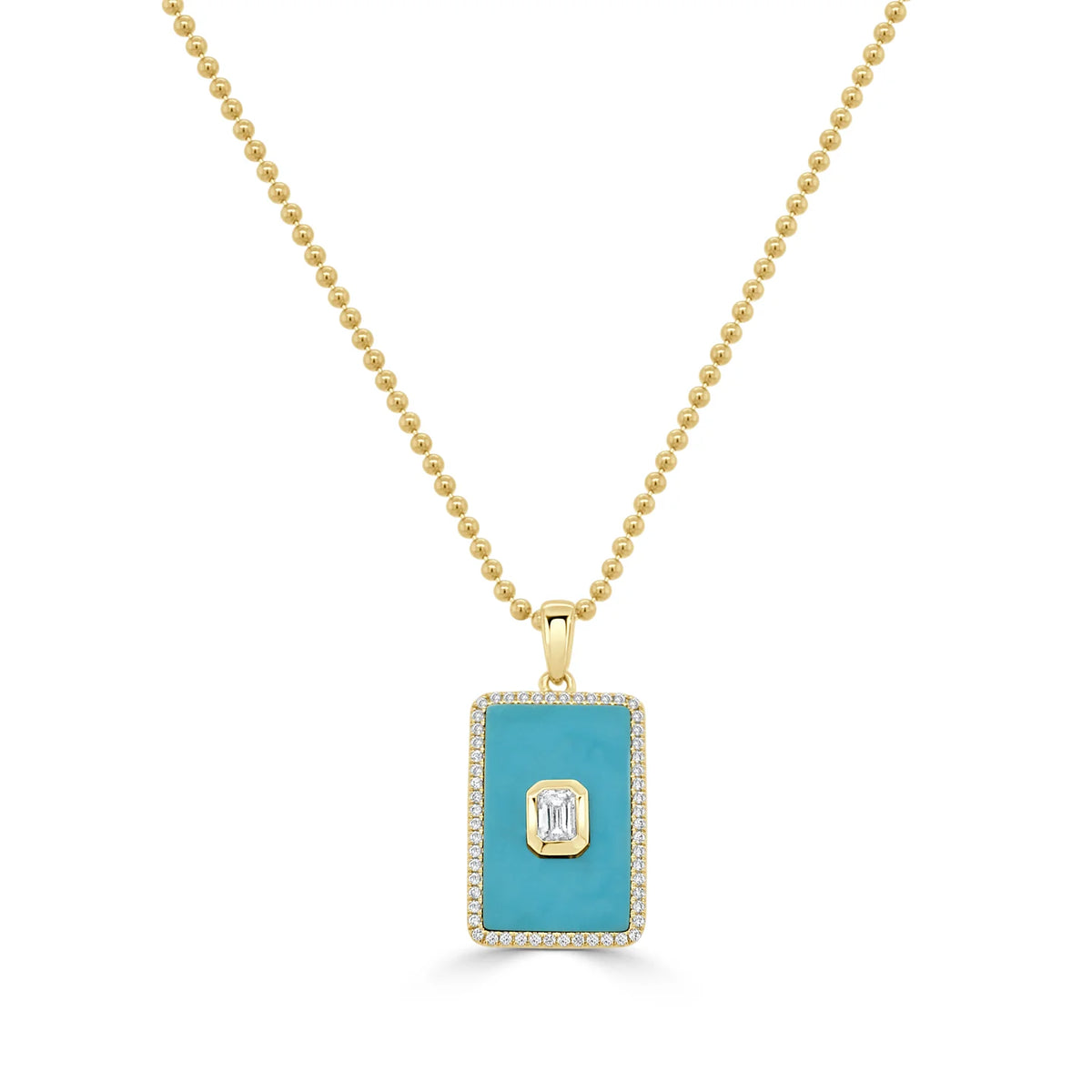 Turquoise & diamond charm necklace