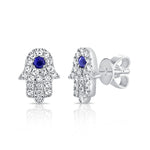Load image into Gallery viewer, Hamsa Sapphire Earrings
