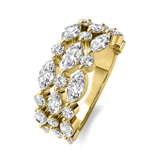 Lab Grown Mixed Shape Three Row Diamond Ring