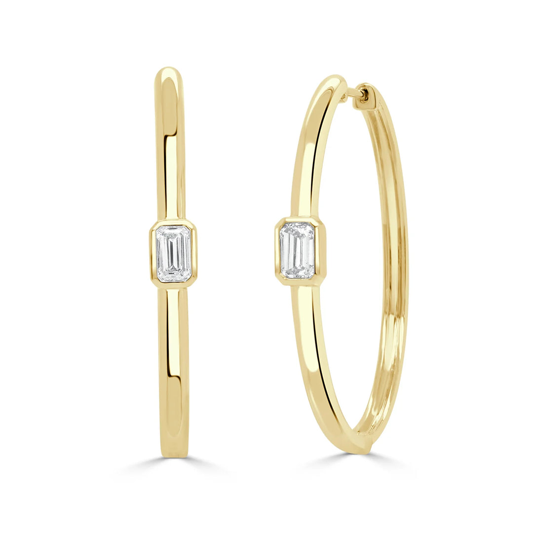 Naples Emerald Cut Diamond Hoops