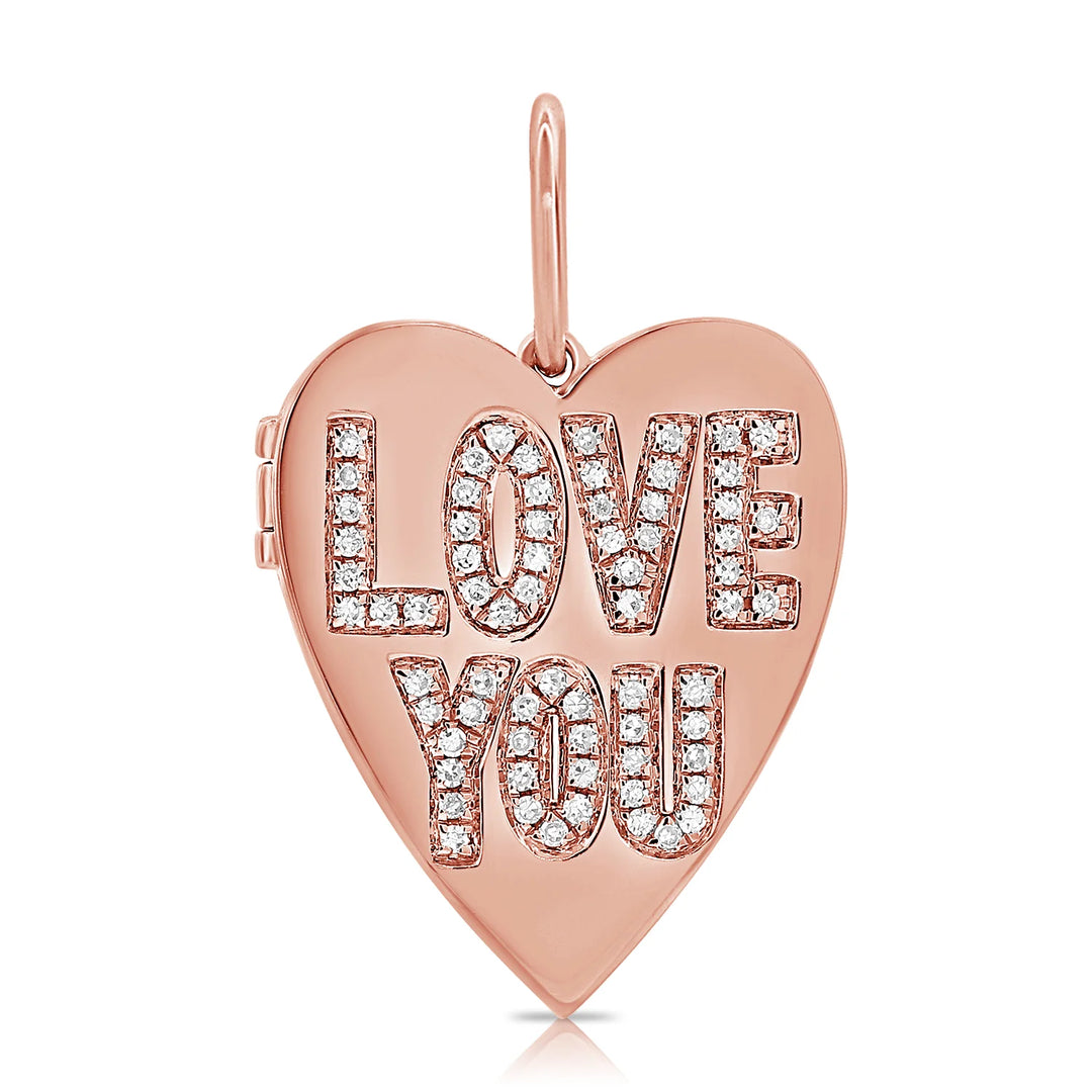 Diamond Heart Love You Charm Locket