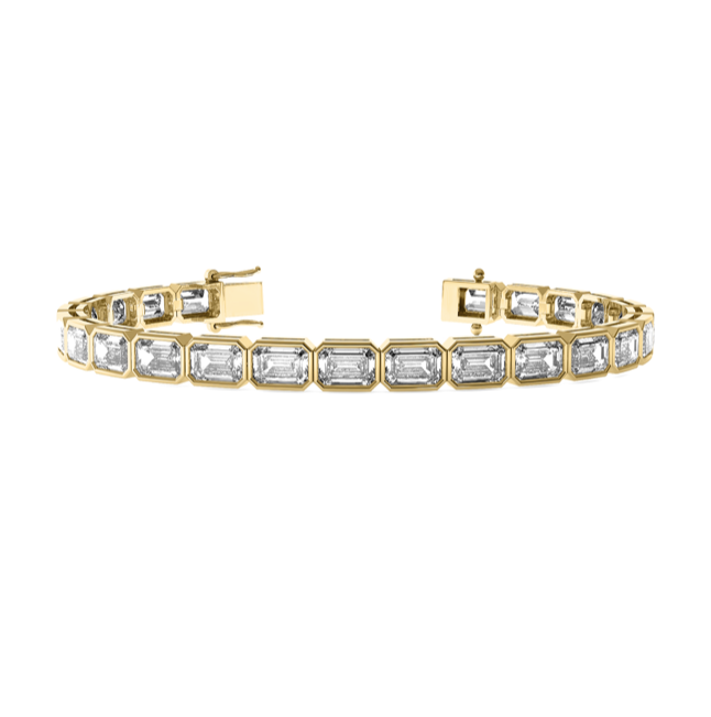Abu dhabi east west emerald bezel tennis bracelet