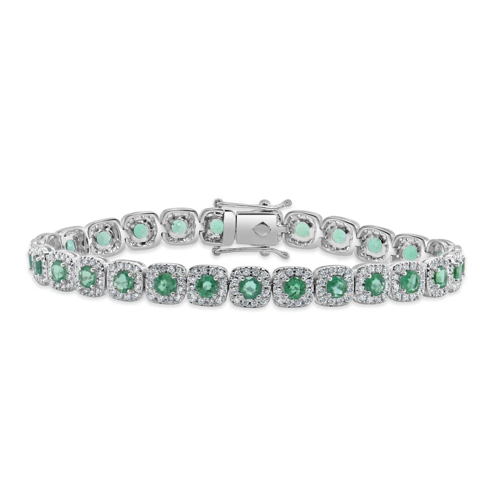 Dublin Emerald & Diamond Halo Bracelet
