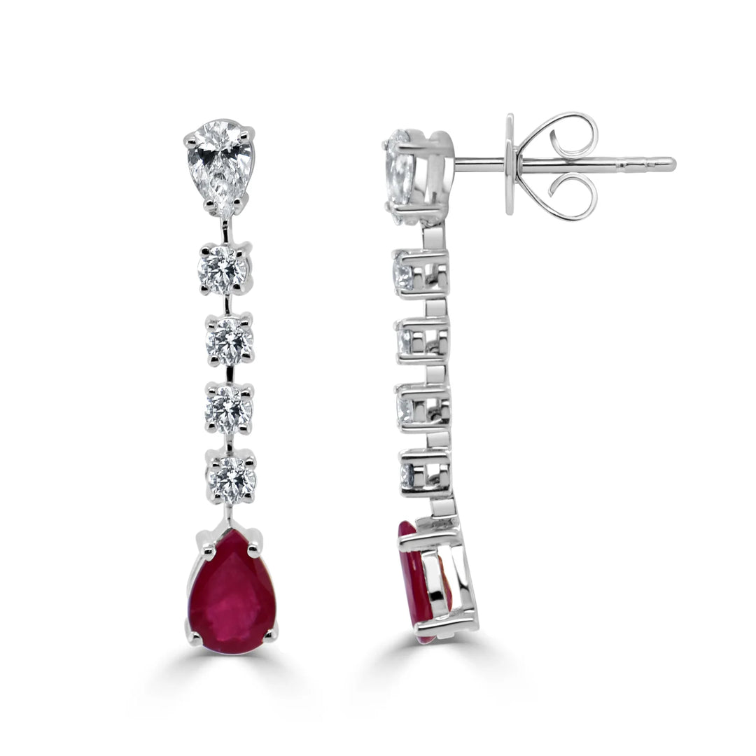 Rex Ruby & Diamond Pear Drop Earrings