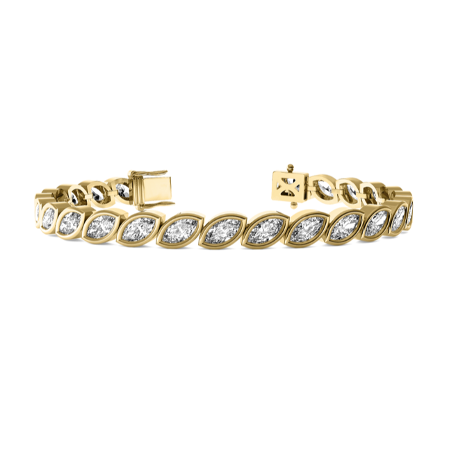 Lab grown diamond marquise bezel tennis bracelet