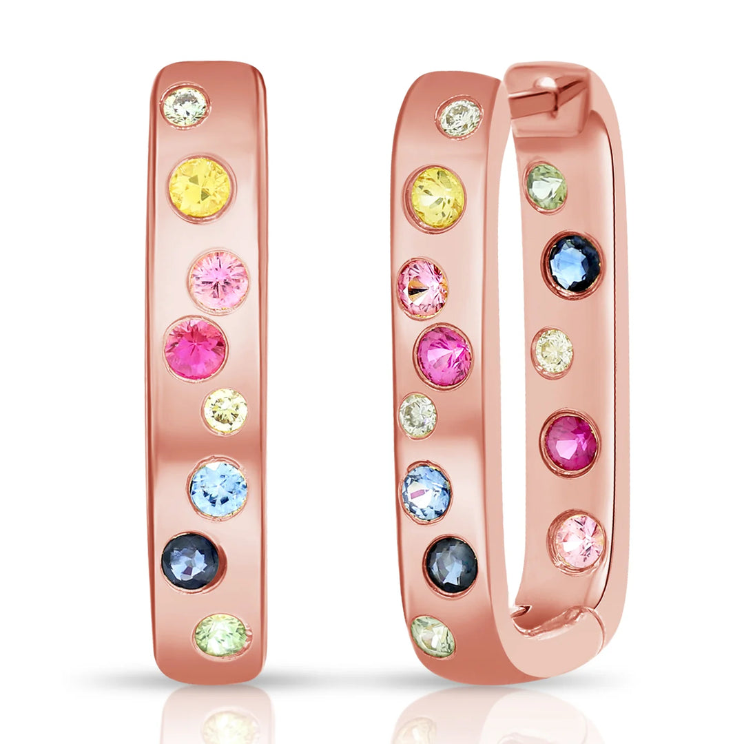 Sprinkle Multi Sapphire Rainbow Hoop Earrings
