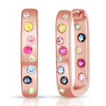Load image into Gallery viewer, Sprinkle Multi Sapphire Rainbow Hoop Earrings
