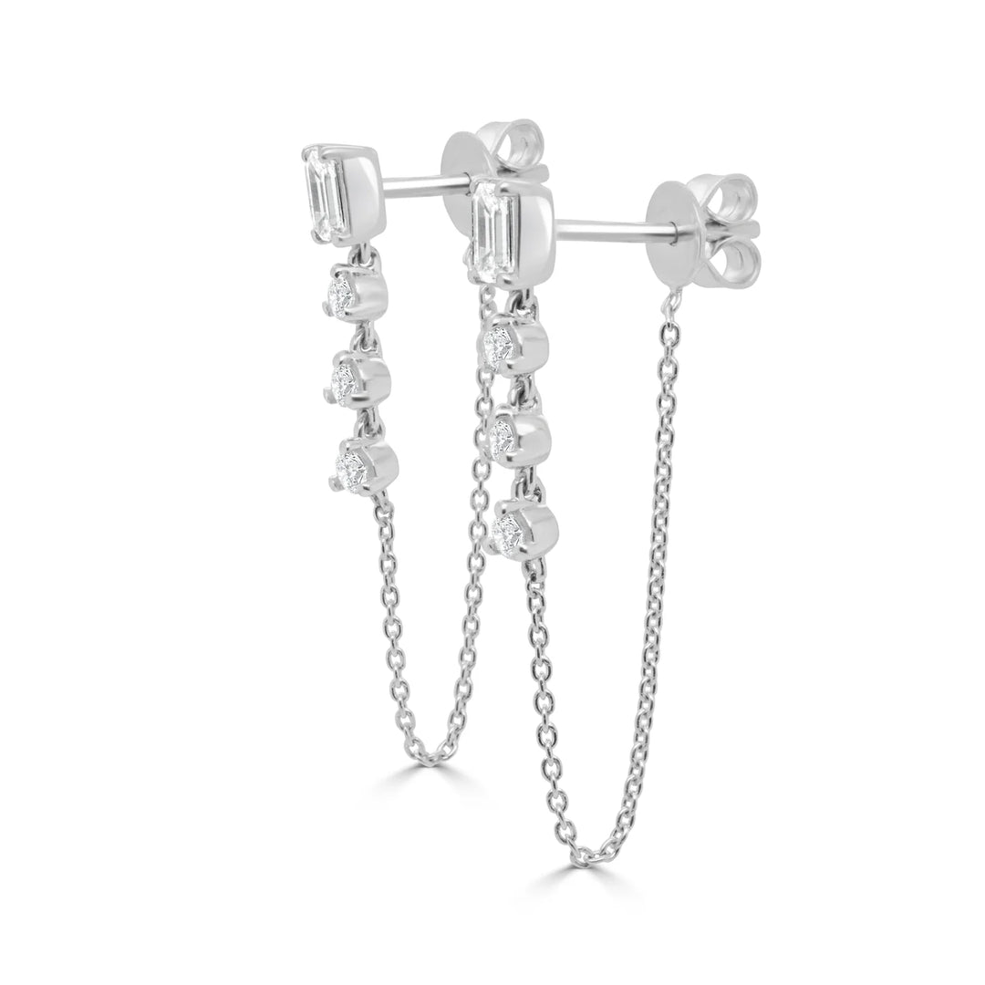 Lille Emerald & Round Diamond Earrings