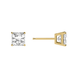 Load image into Gallery viewer, Princess Cut Lab Grown Diamond Four Prong Basket Studs
