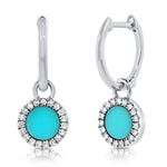 Load image into Gallery viewer, Sioux Diamond &amp; Turquoise Dangle Earrings
