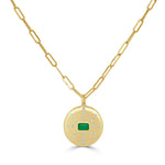 Load image into Gallery viewer, Barichara Emerald &amp; Diamond Disc Necklace
