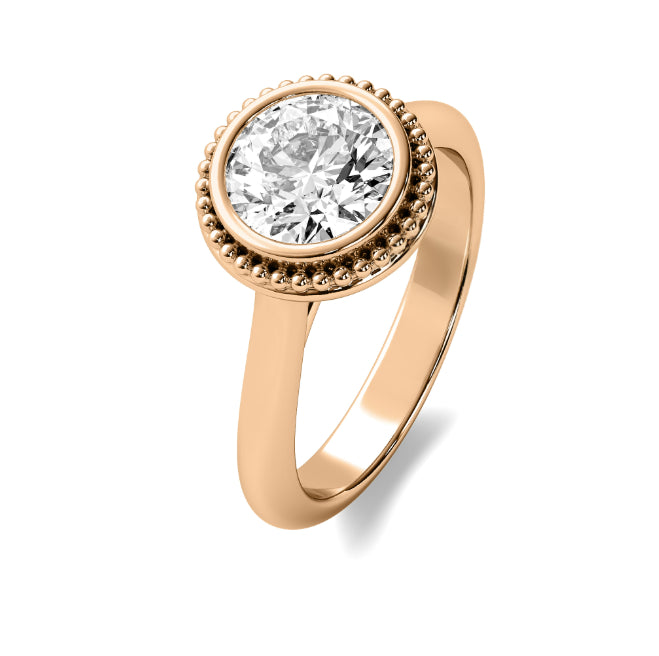 Vintage Inspired Beaded Bezel Solitaire Semi Mount