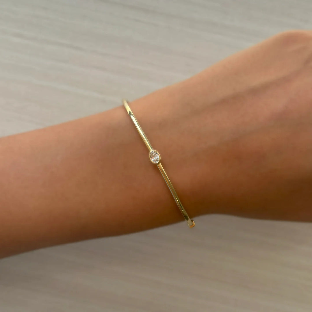 Oval Shape Diamond Stackable Bangle