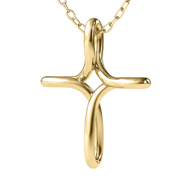 Swirl Gold Cross Pendant