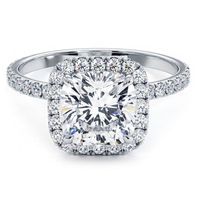 Cushion Cut Squarish Halo Semi Mount