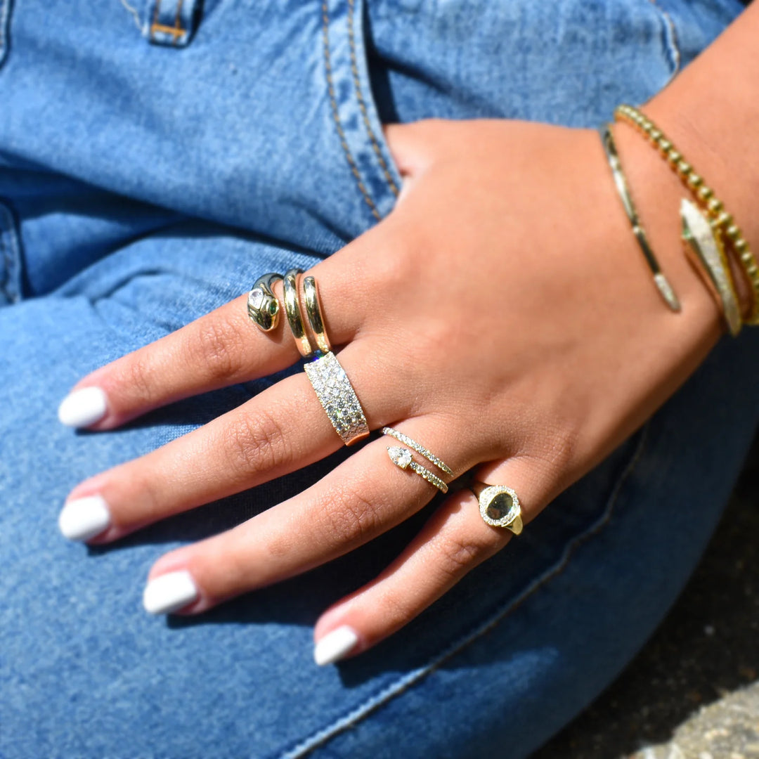 Diamond Oval Signet Pinky Ring
