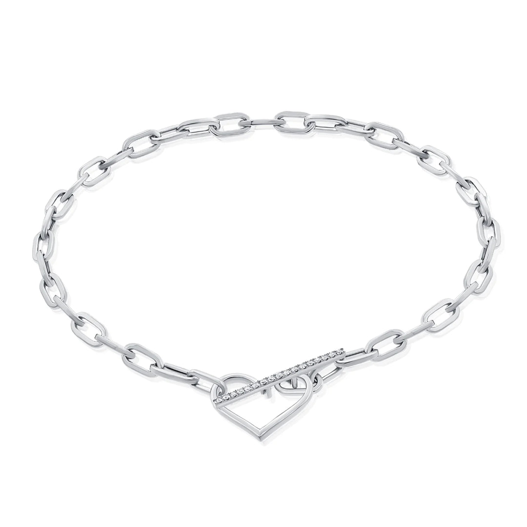 Diamond Stackable Heart Link Bracelet