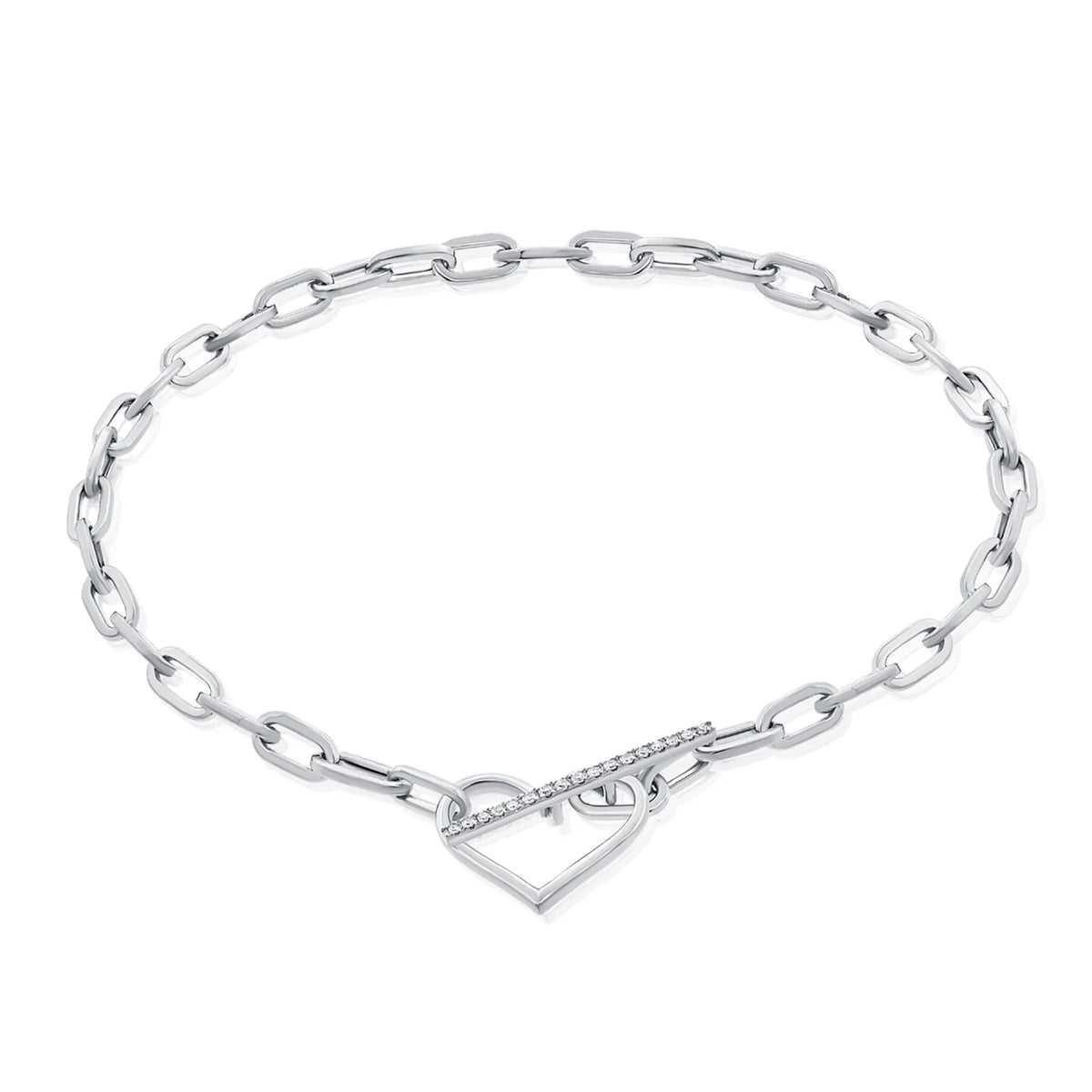Diamond stackable heart link bracelet