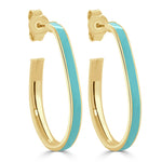 Load image into Gallery viewer, Enamel Turquoise Tear Drop Hoops
