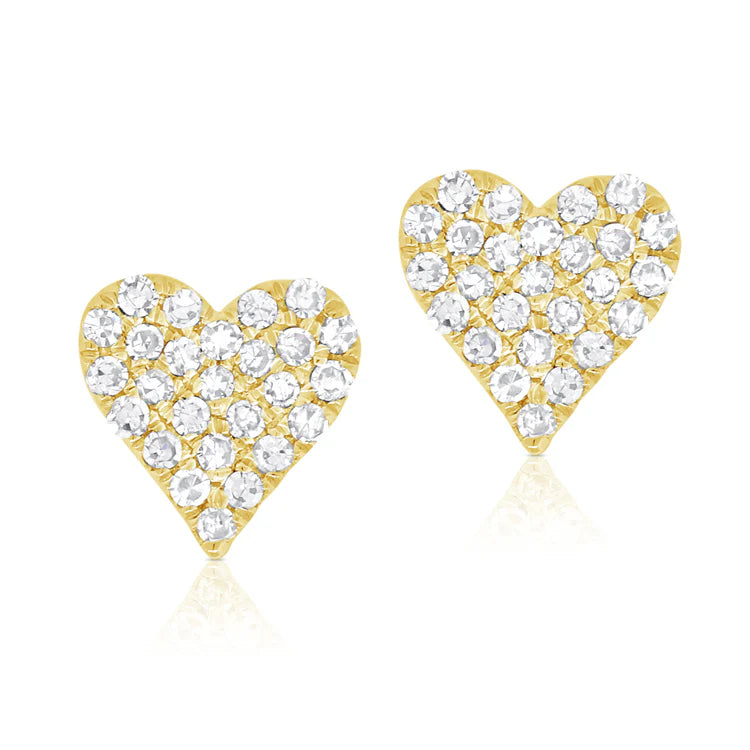 Heart petite diamond stud earrings