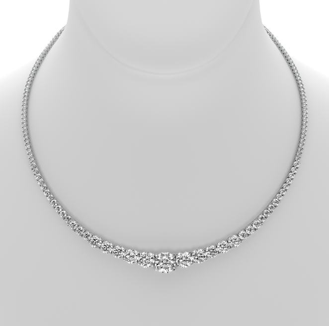 Riviera four prong graduated diamond tennis necklace