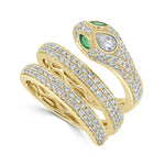Load image into Gallery viewer, Diamond &amp; Emerald Snake Wrap Ring
