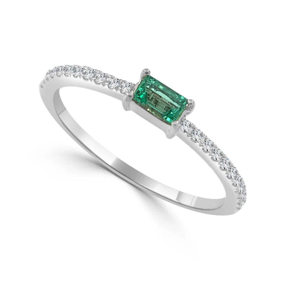 Emerald Baguette Stack Petite Ring