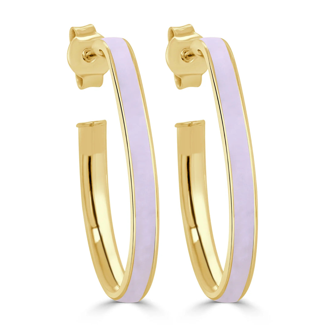 Enamel Light Purple Tear Drop Hoops