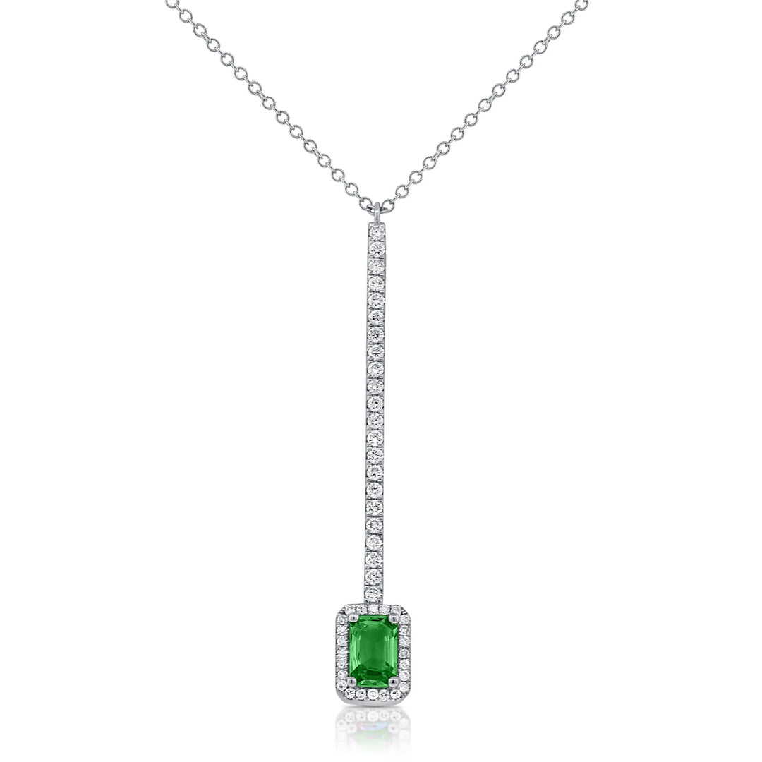 Halo Emerald & Diamond Y Necklace