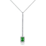 Load image into Gallery viewer, Halo Emerald &amp; Diamond Y Necklace

