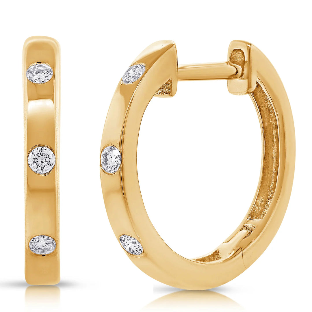 Burnished Set Petite Diamond Huggies
