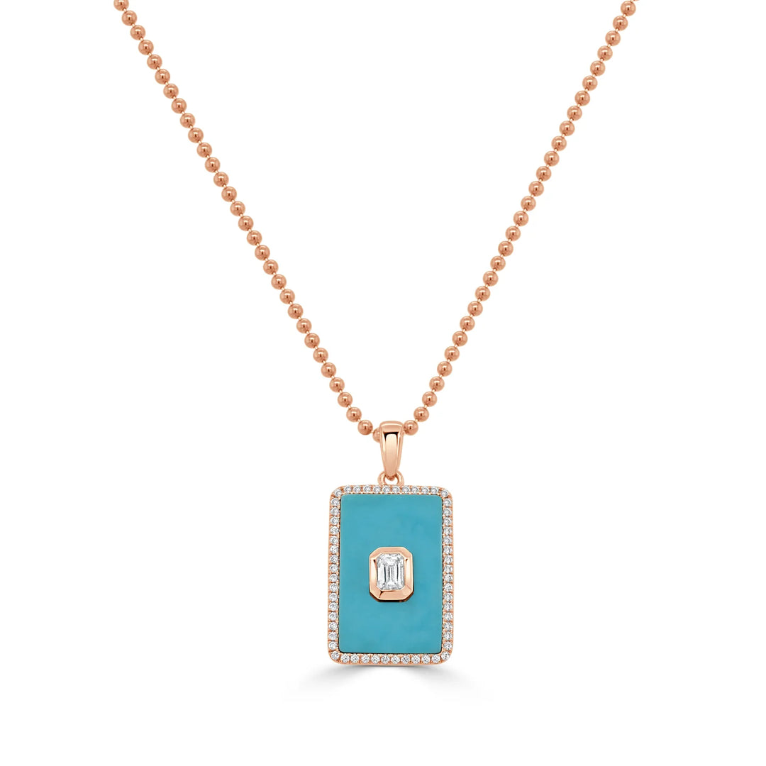 Turquoise & Diamond Charm Necklace