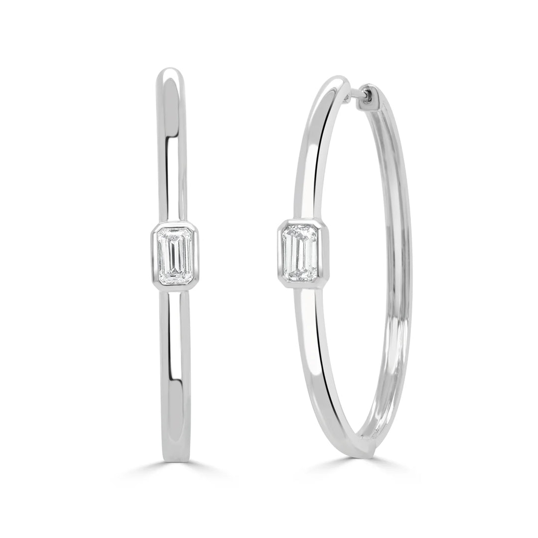 Naples Emerald Cut Diamond Hoops