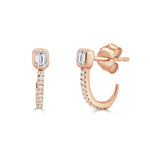 Load image into Gallery viewer, Victoria Emerald &amp; Round Diamond Earrings
