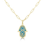 Load image into Gallery viewer, Turquoise Hamsa Necklace
