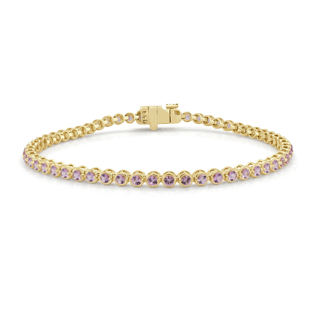 Pink Sapphire Bezel Tennis Bracelet