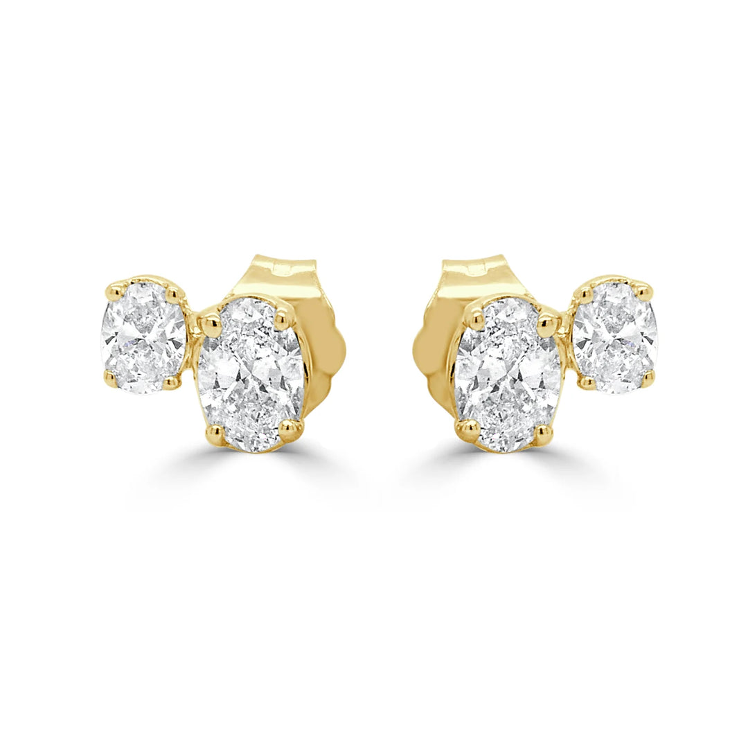 Toi Et Moi Oval Diamond Stud Earrings