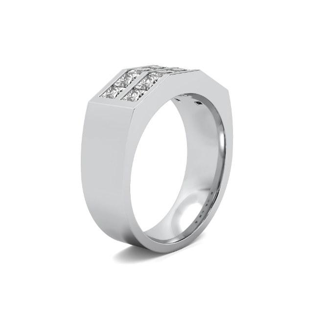 Lab Grown Princess Two Row Men's Band