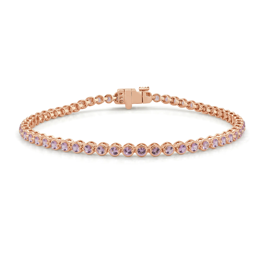 Pink Sapphire Bezel Tennis Bracelet