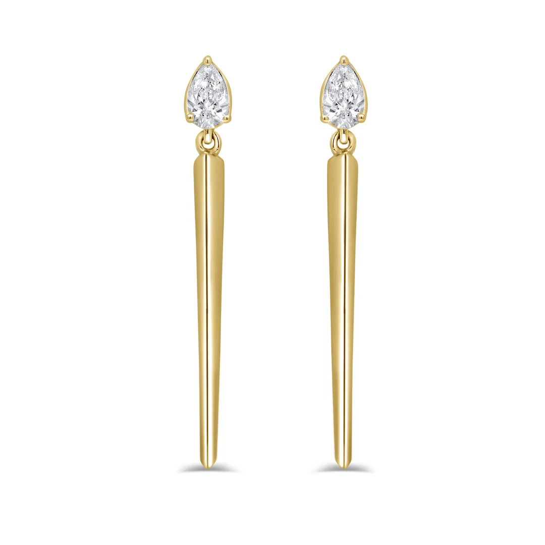Amber Dangling Pear Shape Diamond Earrings