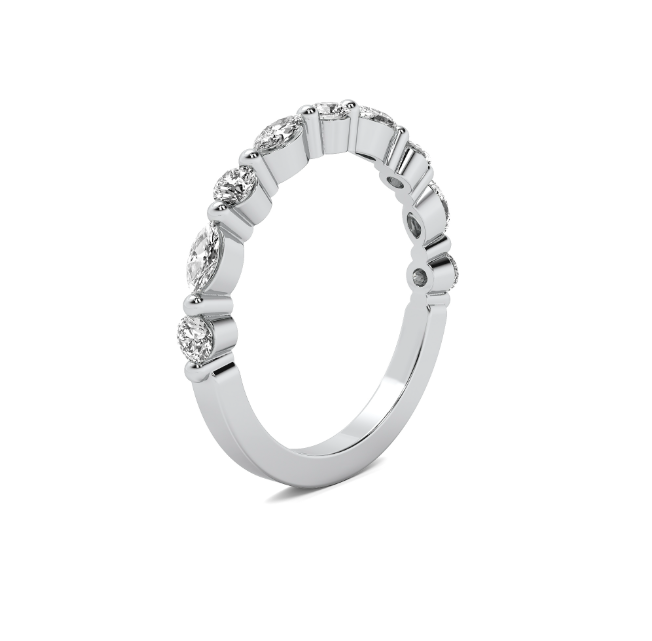 Round & Marquise Diamond Wedding Band
