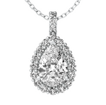 Load image into Gallery viewer, Lab Grown Pear Shape Halo Diamond Necklace
